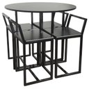 Ver imagem 1 de Mesa Redonda Jantar Prime Compacta de Madeira 4 Cadeiras Preta BF Decor