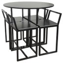 Ver imagem 1 de Mesa Redonda Jantar Prime Compacta de Madeira 4 Cadeiras Preta BF Decor
