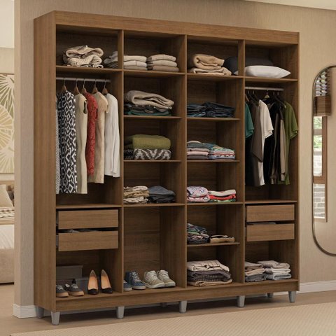 Guarda-roupa Closet com Pés 4 Gavetas 216cm Rustic Venus Madesa