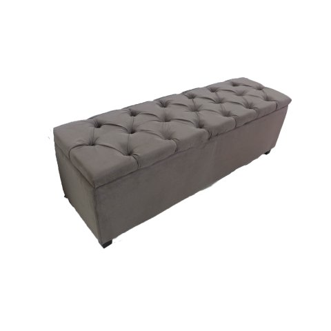Puf Baú Recamier Estofado Casal 140x50x45cm Cor Camurça - Com Botôes Na Mesma Cor