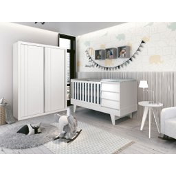 Berço Prince 4x1 Vira Mini Cama e Trocador Vira Comoda Multifuncional Quarto de Bebê - Branco - 6