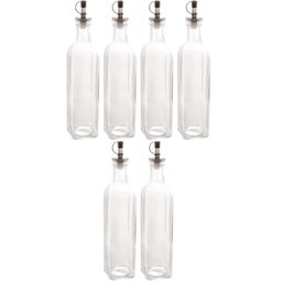 Kit 6 Garrafas Porta Azeite 510ml Vidro Bico Dosador Frasco Transparente para Vinagre Lyor - 1