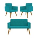 Ver imagem 1 de Kit Namoradeira + 02 Poltronas Decorativas Azul Turquesa