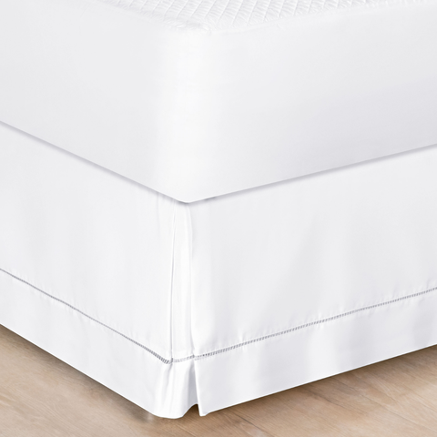 Saia pra Cama King Size Algodao em Ponto Palito Percal 180 Fio Luxo:branca