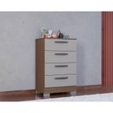 Ver imagem 6 de Cômoda 867 4 Gavetas com Guarda Roupa Solteiro Córdoba 4 Portas Castanho Off White - Poquema