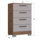 Ver imagem 2 de Cômoda 867 4 Gavetas com Guarda Roupa Solteiro Córdoba 4 Portas Castanho Off White - Poquema