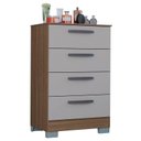 Ver imagem 4 de Cômoda 867 4 Gavetas com Guarda Roupa Solteiro Córdoba 4 Portas Castanho Off White - Poquema