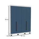 Ver imagem 4 de Guarda-roupa Solteiro Madrid 4 Portas 4 Gavetas Azul/branco - Politorno