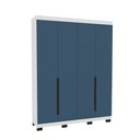 Ver imagem 2 de Guarda-roupa Solteiro Madrid 4 Portas 4 Gavetas Azul/branco - Politorno