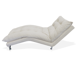 Chaise Divã Espreguiçadeira Estofada Salão de Beleza Diva Corano Bege - LM DECOR - 2