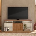Ver imagem 1 de Rack para TV até 75 Polegadas MDF 160cm Salvador Bege Off White/Amendoa