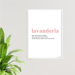 Quadro Lavanderia Significado Rosa 45x34cm - com vidro:Madeira preta - 1