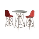 Ver imagem 1 de Jogo Mesa Bistrô Eames Branca 60Cm 2 Banquetas Vermelha Base Ferro Cobre - Cor: Branco
