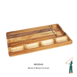 Petisqueira Madeira Teca Retangular com Área de Corte 48x30x2,4cm - 2