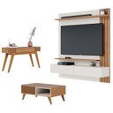 Ver imagem 1 de Painel para Tv Home Suspenso Juriti 1.5 Off White Matte Freijó com Mesa de Centro Jeri Freijó Off