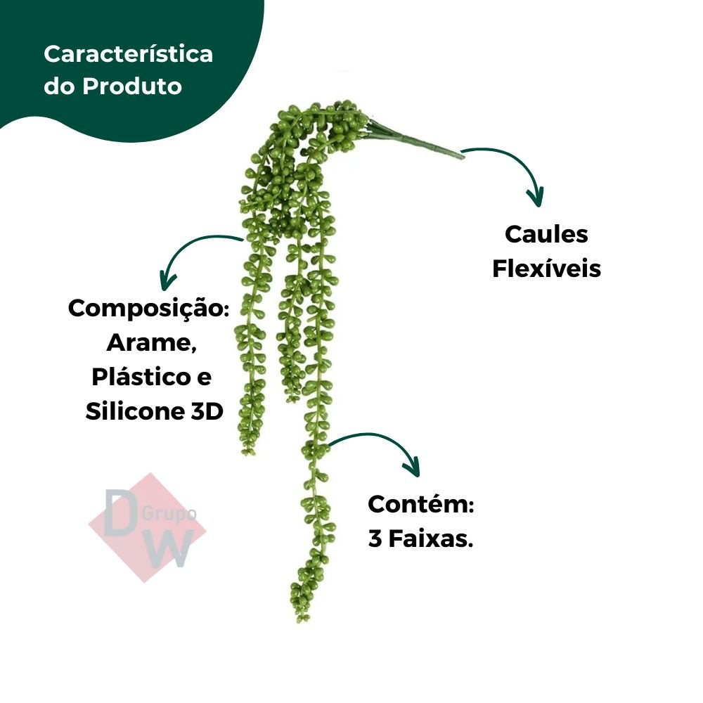 Planta Artificial Pendente Suculenta Dedo de Moça Decoração - 3