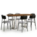 Ver imagem 2 de Mesa Retangular Alina 180cm Cinamomo Champanhe com 6 Cadeiras Barcelona N01 Couríssimo Preto Linho