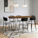 Ver imagem 1 de Mesa Retangular Alina 180cm Cinamomo Champanhe com 6 Cadeiras Barcelona N01 Couríssimo Preto Linho