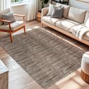 Ver imagem 3 de Tapete Sala Quarto 1,40 X 2,00m Antiderrapante Mesclado Rústico Marrom Cru Artesanal Minimalista