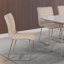 Ver imagem 3 de Conjunto 2 Cadeiras Cristal Sala de Jantar em Linho Bege e Metal Champanhe