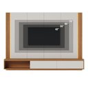 Ver imagem 1 de Painel Home Suspenso Loa para Sala de Tv até 75 Polegadas Off White Matte Freijó Colibri