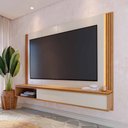 Ver imagem 4 de Painel Home Suspenso Loa para Sala de Tv até 75 Polegadas Off White Matte Freijó Colibri