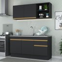 Ver imagem 1 de Cozinha Compacta Com Rodapé Com Armário E Balcão Preta