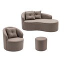Ver imagem 2 de Kit de 01 Sofá Orgânico Curvo Feijão + 01 Poltrona Confortável + 01 Puff Decorativo Sala Estúdio Amo