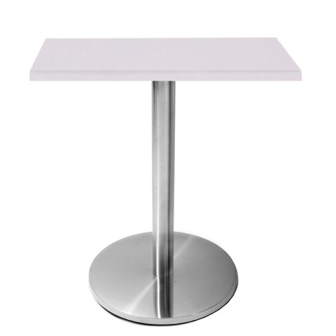 Mesa Beta em Inox 75 cm (Altura) com Tampo em MDP Quadrado 60 cm Branco