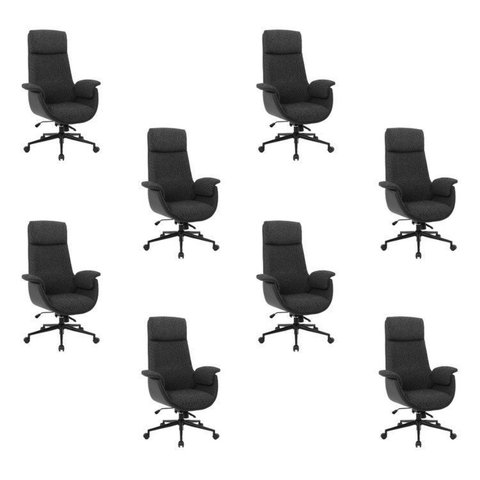 Kit com 8 Cadeiras Office Diretor com Revestimento Couro e Base em Aço Cromado Valencia