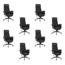Ver imagem 1 de Kit com 8 Cadeiras Office Diretor com Revestimento Couro e Base em Aço Cromado Valencia
