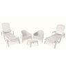 Conjunto 2 Espreguiçadeiras + 2 Poltronas Skarpo + 1 Mesa Puket Branca - 1