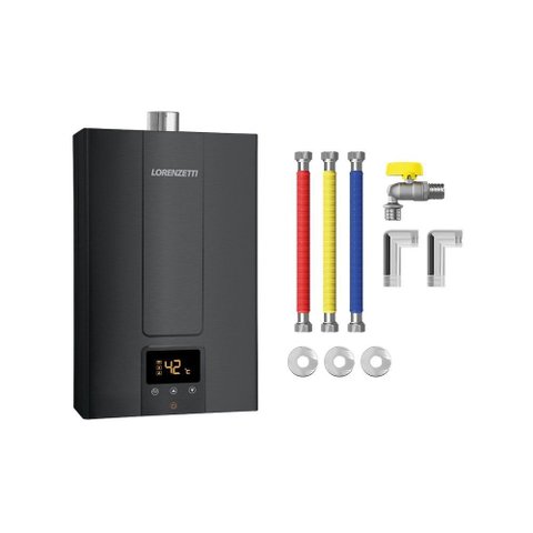 Aquecedor de Água a Gás Lz 2000de-bk Digital Lorenzetti + Kit Instalação