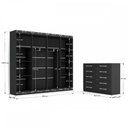 Ver imagem 3 de Quarto de Casal Ele e Ela Closet 8 Prateleiras Cômoda 10 Gavetas Preto - Panorama Móveis