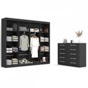 Ver imagem 2 de Quarto de Casal Ele e Ela Closet 8 Prateleiras Cômoda 10 Gavetas Preto - Panorama Móveis