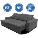 Ver imagem 7 de Sofá Amazonas 290 Cm Retrátil com Molas Suede Veludo Light Cinza - Sofá na Web