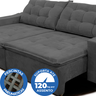Sofá Amazonas 290 Cm Retrátil com Molas Suede Veludo Light Cinza - Sofá na Web - 4