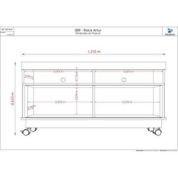 Rack para TV até 50 Polegadas 1 Porta e Rodízios Artur - 3 Rack para TV até 50 Polegadas 1 Porta e Rodízios Artur - 3