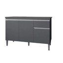Ver imagem 2 de Balcão de Cozinha 3 Portas 1 Gaveta Tatiane 120mt com Tampo Mdp Cinza Fosco Ajl