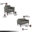 Ver imagem 3 de Conjunto Poltrona e Namoradeira Decorativa Karen Pés Fixo em Madeira Preto Suede Grafite G19 - Gran