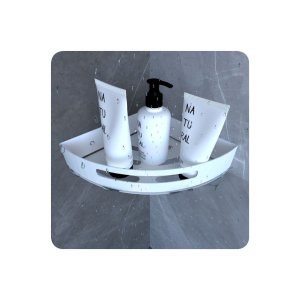 Suporte Porta Shampoo de Banheiro de Canto Inox Branco