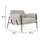 Ver mais imagens de Kit Poltrona Cadeira Decorativa + Puf Serrana Zahav Estofado:bouclé Cinza Courino Preto