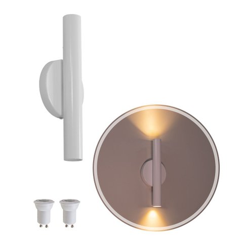 Arandela Tubo Branca 30cm 2 Fachos + 2 Led Mr11 Br. Quente St2773
