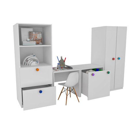 Kit Armário Montessoriano Rubi 100% Mdf + Eiffel Branca