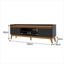 Ver imagem 4 de Rack com Painel para Tv até 70 Polegadas 180 Cm Astúrias - Preto e Cedro