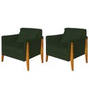 Ver imagem 1 de Kit 2 Poltronas Decorativa Sophia Suede Verde Pés Madeira Ms Decor