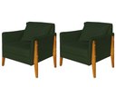 Ver imagem 1 de Kit 2 Poltronas Decorativa Sophia Suede Verde Pés Madeira Ms Decor