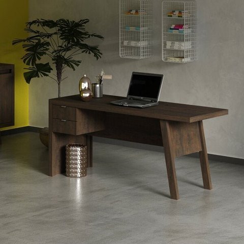 Escrivaninha Mesa Escritório Me4122 2 Gavetas 163cm Rustico