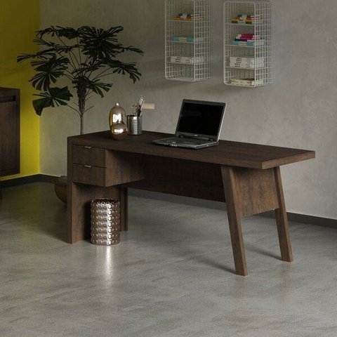 Escrivaninha Mesa Escritório ME4122 2 Gavetas 163cm Rustico Marrom