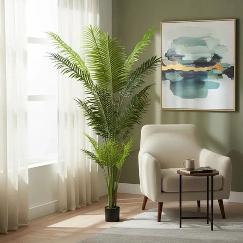 Palmeira Artificial Planta Grande Folhagem Realista 1.80m Verde